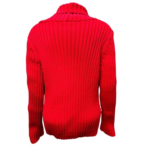 Chicos Red Knit Ribbed Cardigan Sweater Open Front Long Sleeve Cozy Classic Sz 2 - Picture 3 of 10